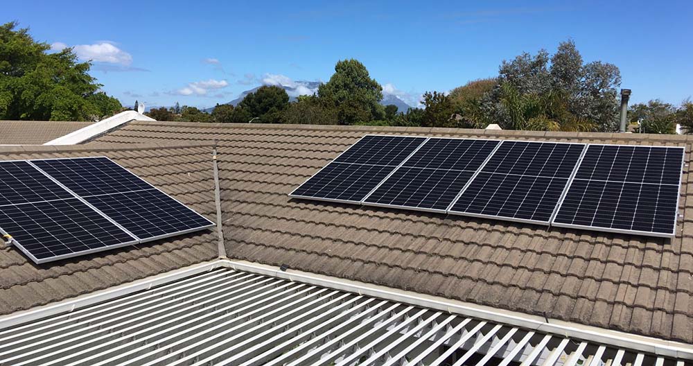 solar panels on a tiled roof